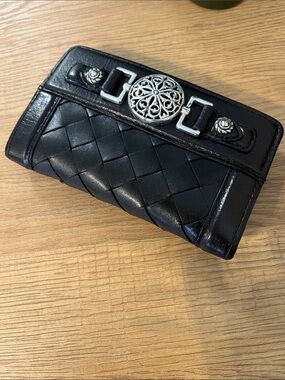 Brighton Black Leather Wallet with Silver Accent